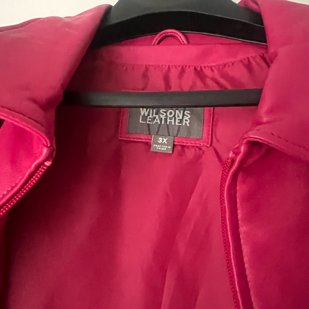 Wilsons Leather Pink Leather Jacket Modern Structured Design